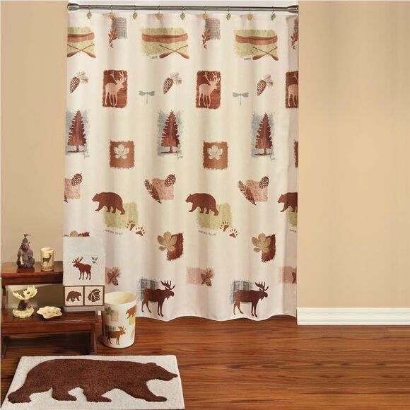 SKL Home Yellowstone Nature's Trail Shower Curtain Rustic Wildlife - Picture 1 of 5